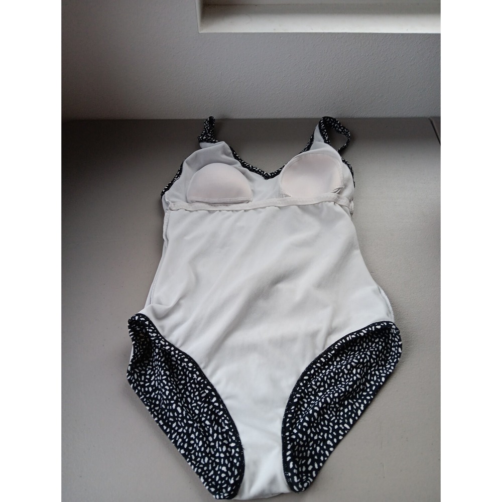 SPEEDO Women one piece bathing suit Size 8 Black White Classic Fully Lined Beach - Picture 6 of 9